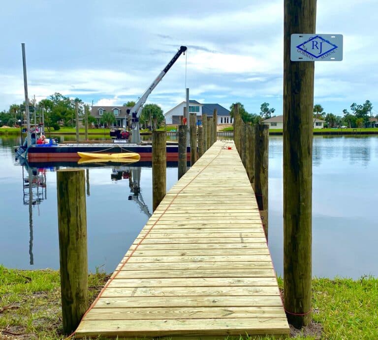 Rj Gorman Marine Construction Residential boat dock in Panama City, Florida | Residential, Commercial & Governement Marine Construction services including docks, marinas, pilings, foundations, seawalls, boat ramps, demolition & disaster response in Florida.